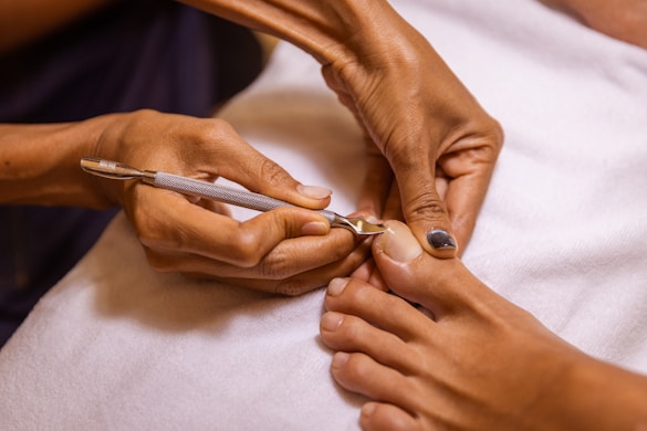 Medical pedicure treatment in progress