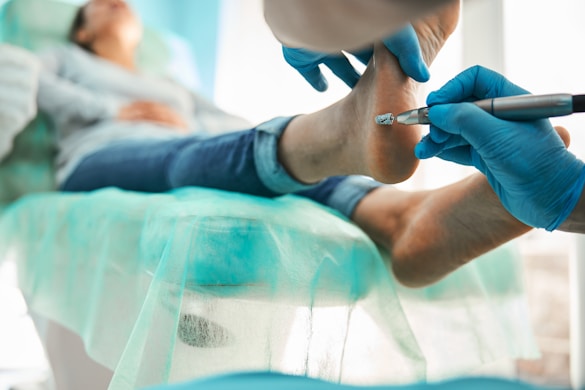 Callus treatment being performed